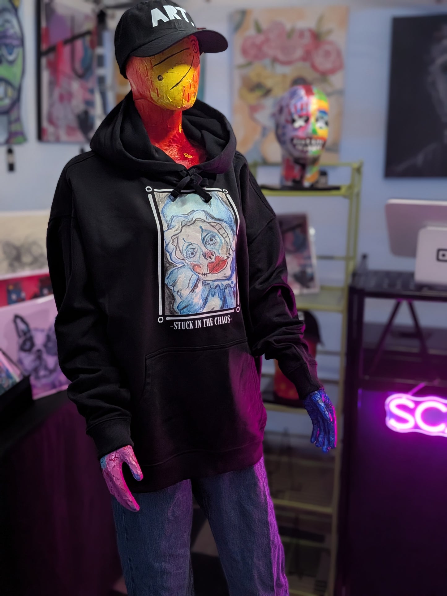 STUCK IN THE CHAOS. | Eco Organic Cotton Hoodie | Maria's Art Series