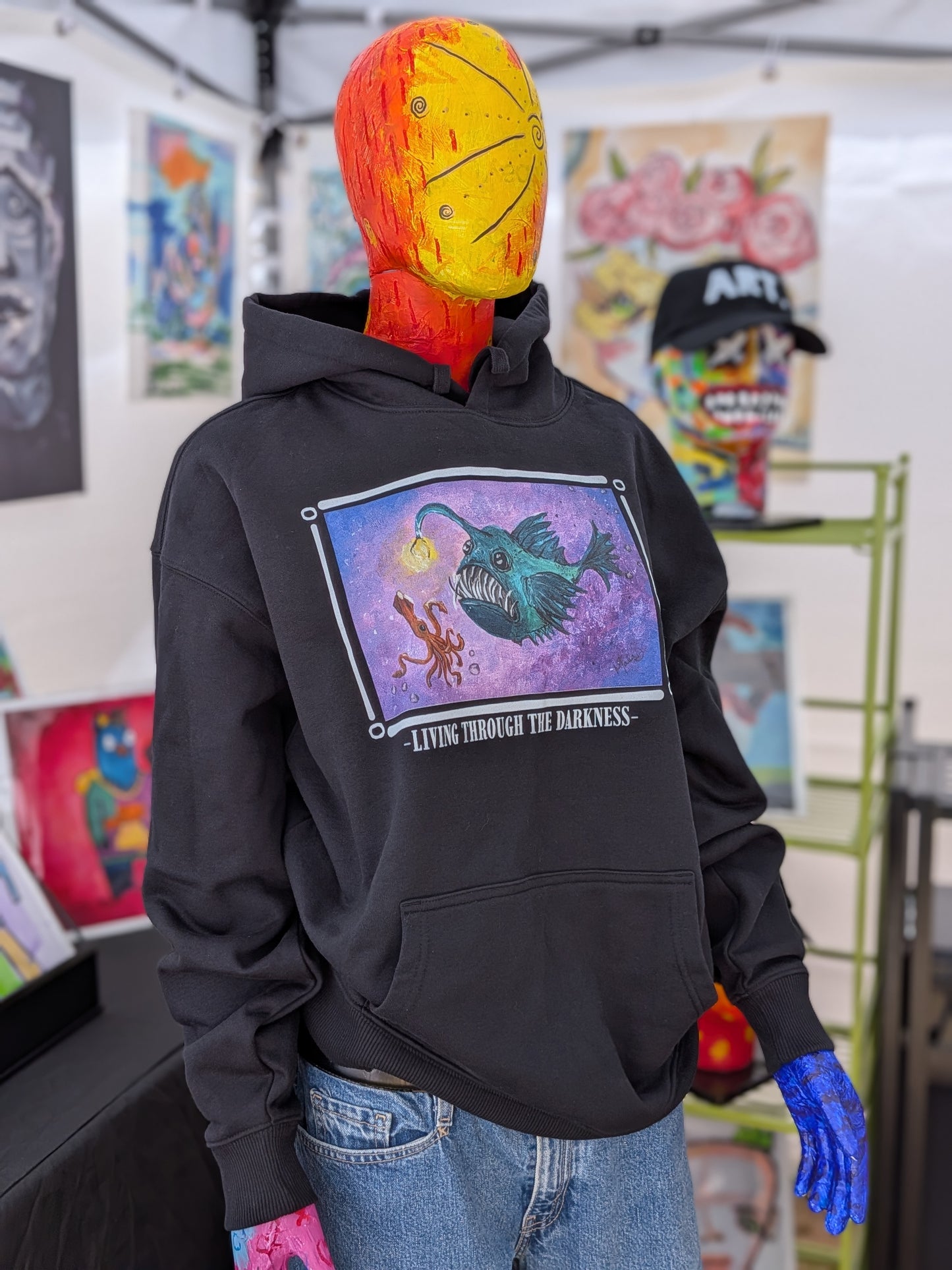 LIVING THROUGH THE DARKNESS. | Eco Organic Cotton Hoodie | Maria's Art Series