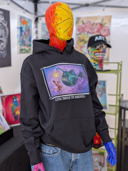 LIVING THROUGH THE DARKNESS. | Eco Organic Cotton Hoodie | Maria's Art Series