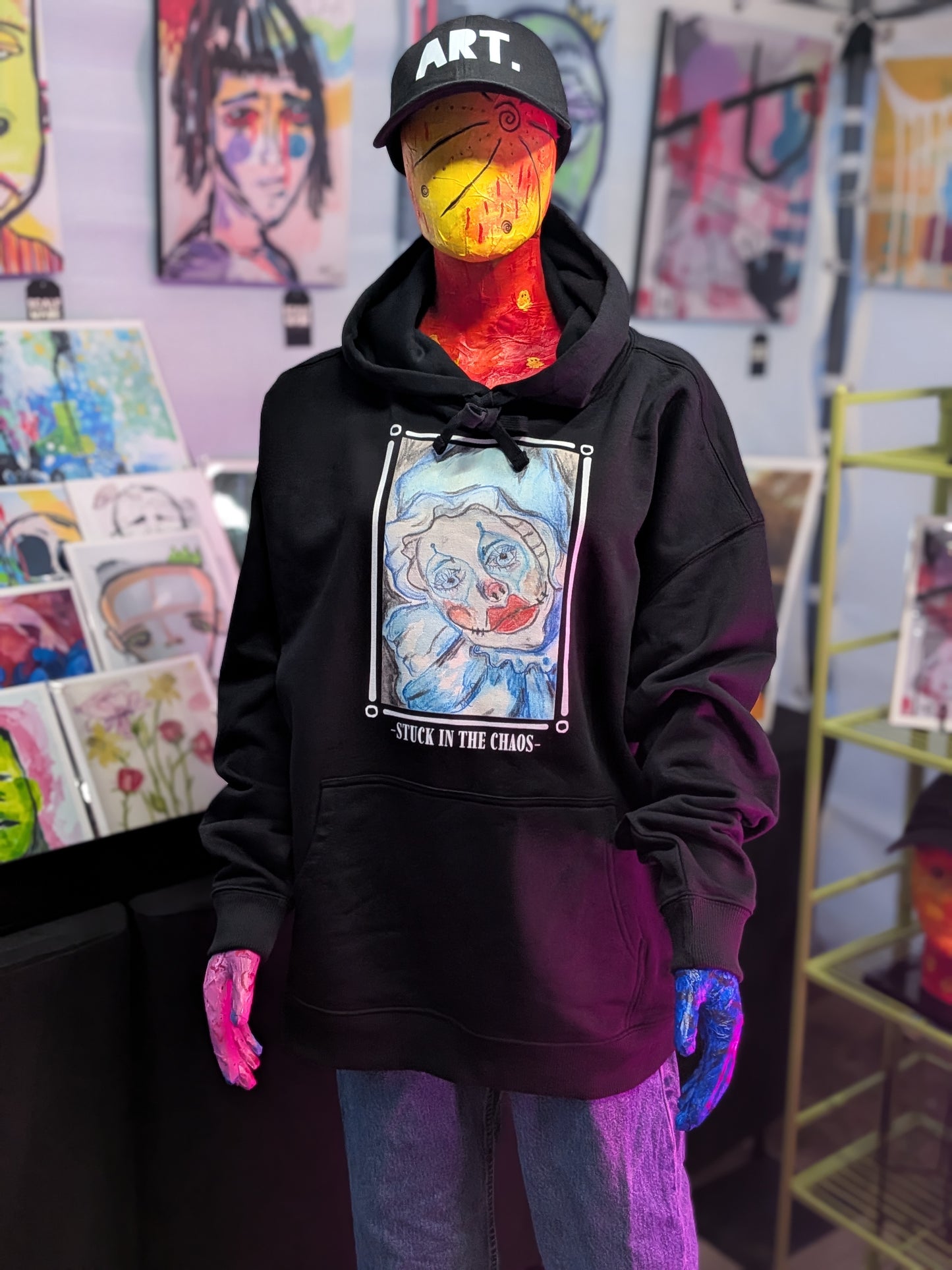 STUCK IN THE CHAOS. | Eco Organic Cotton Hoodie | Maria's Art Series